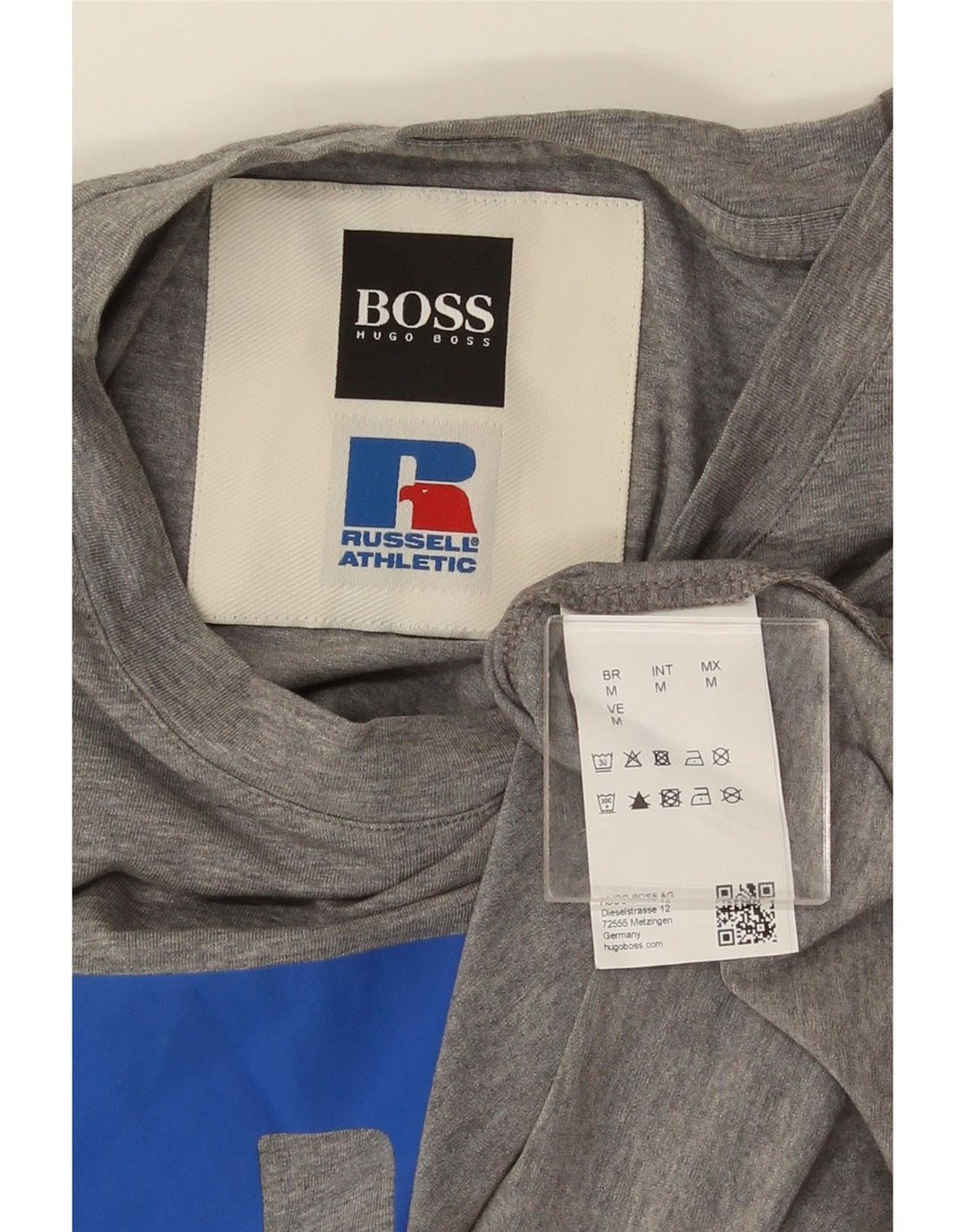 Мужская футболка с рисунком HUGO BOSS, хлопковый топ среднего серого цвета