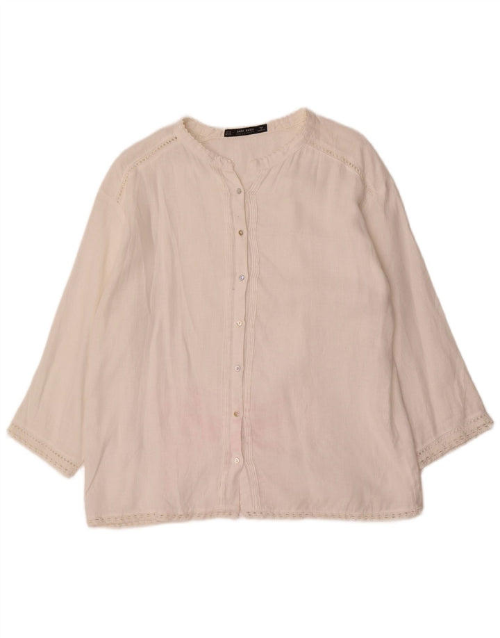 Женская блузка-рубашка Zara UK 18 XL, белая