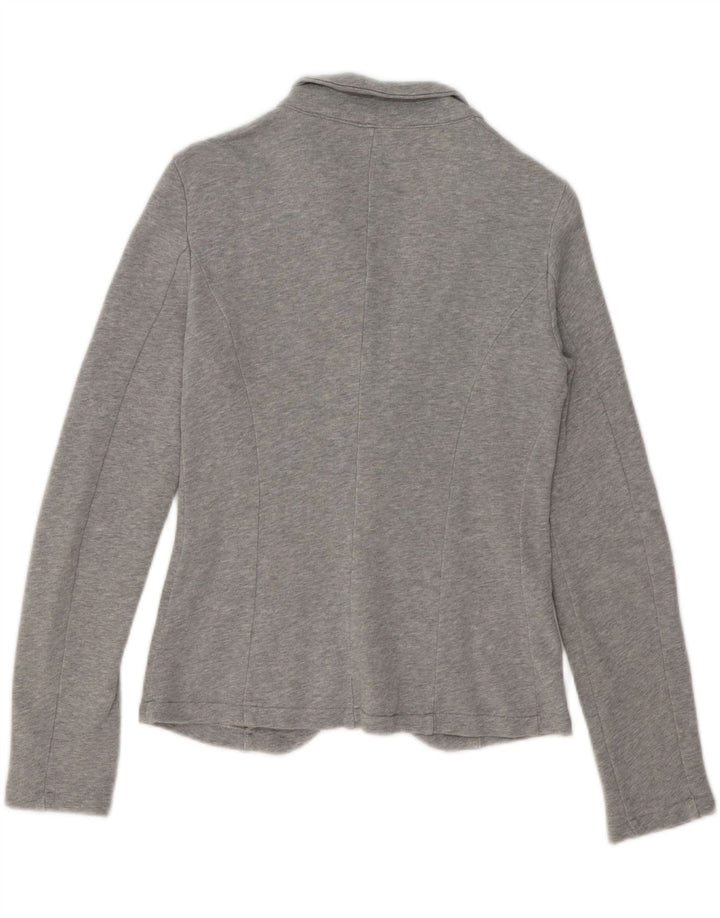 BENETTON Womens 1 Button Blazer Jacket UK 10 Small Grey Cotton Vintage Benetton and Second-Hand Benetton from Messina Hembry 
