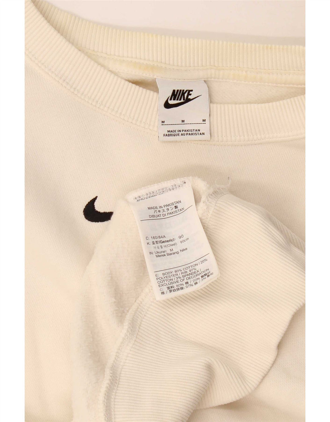Женский укороченный свитшот оверсайз Nike UK 14, средний размер, белый хлопок