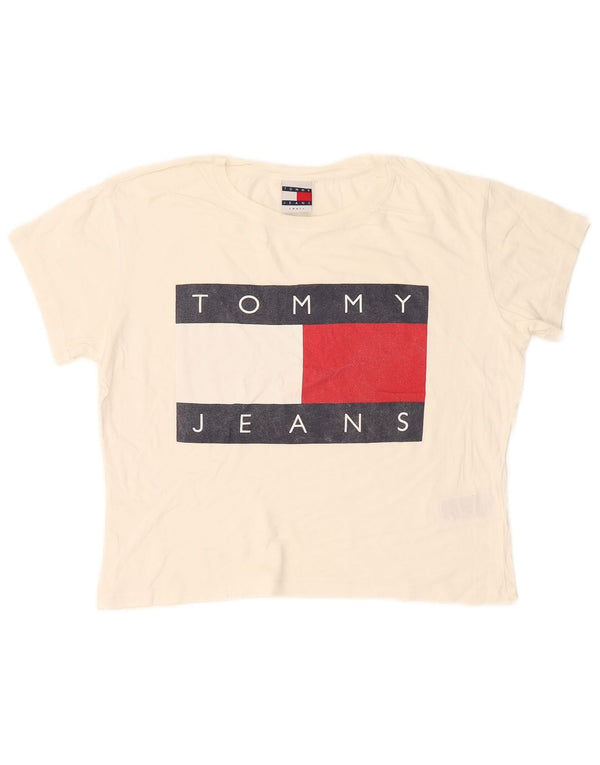 Женская футболка оверсайз с рисунком Tommy Hilfiger Top UK 10, маленькая белая
