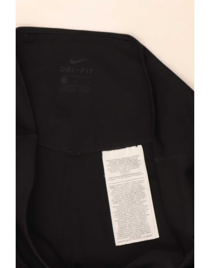 Женские леггинсы с рисунком Nike Dri Fit UK 14, большой черный полиэстер