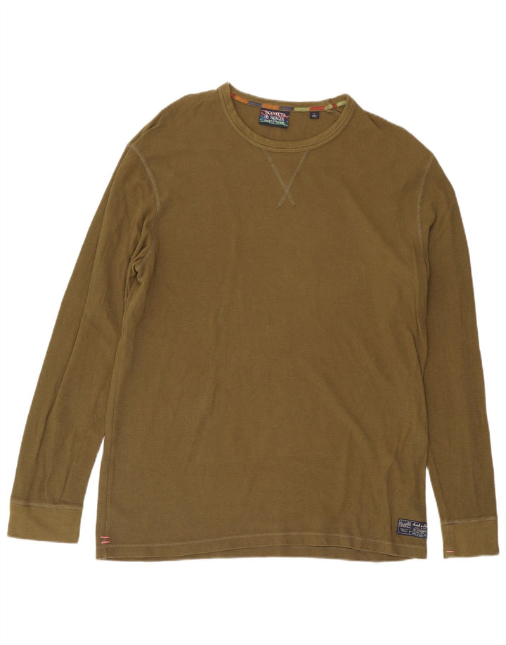 Мужской топ Scotch & Soda из хлопка с длинными рукавами и большим размером, цвет хаки
