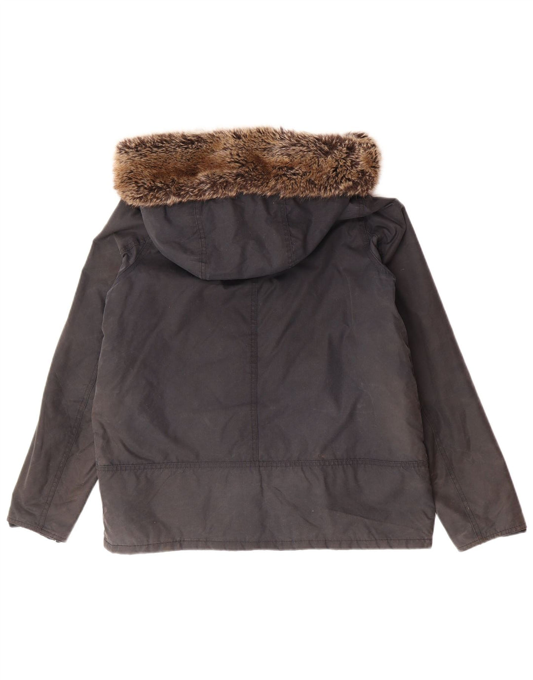 BARBOUR Женская вощеная куртка оверсайз с капюшоном UK 12, средний темно-синий хлопок