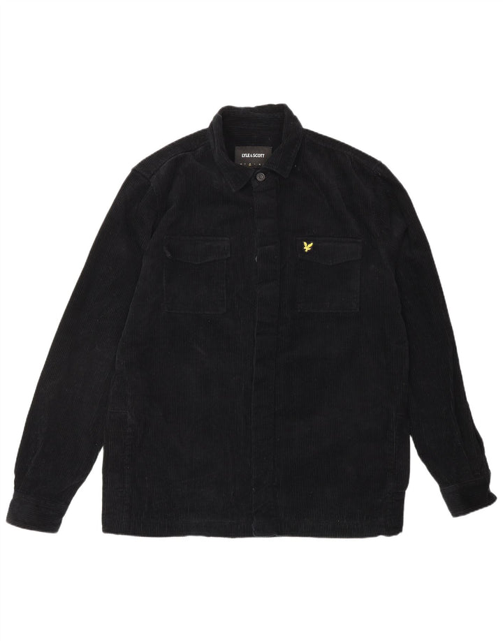 Мужская вельветовая рубашка LYLE & SCOTT среднего размера, черный хлопок