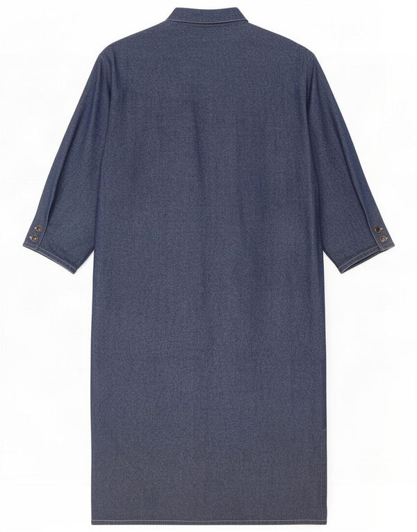 Vintage Womens 3/4 Sleeve Shift Dress UK 14 Medium Navy Blue