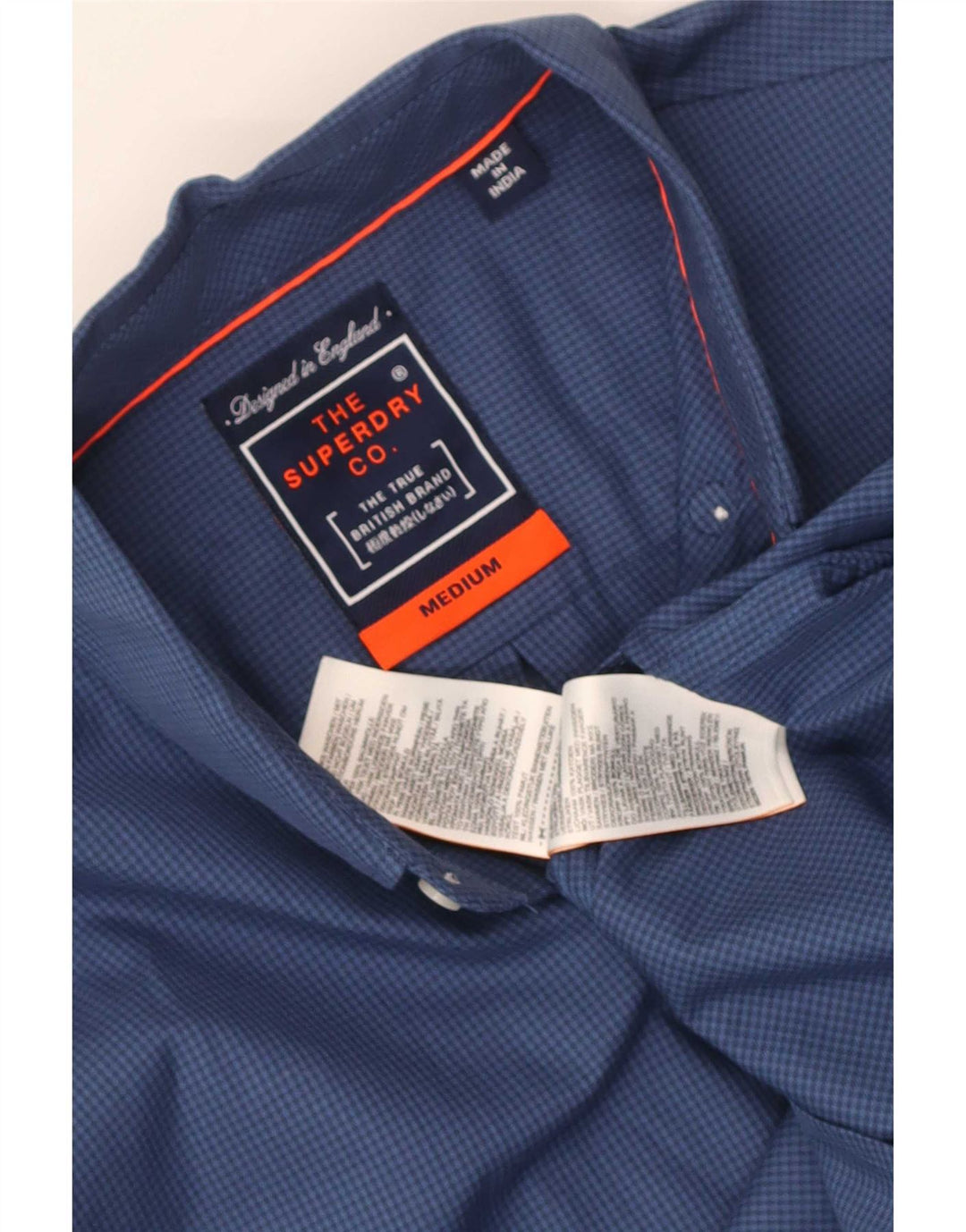Мужская рубашка Superdry среднего размера, темно-синяя, хлопок в мелкую клетку