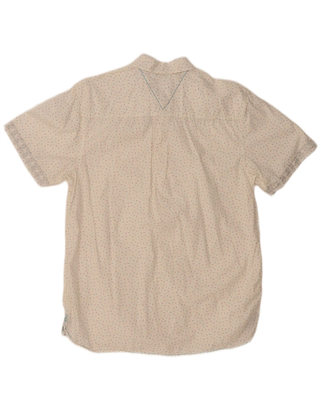 WHITE STUFF Мужская классическая рубашка с коротким рукавом, маленький белый пятнистый хлопок