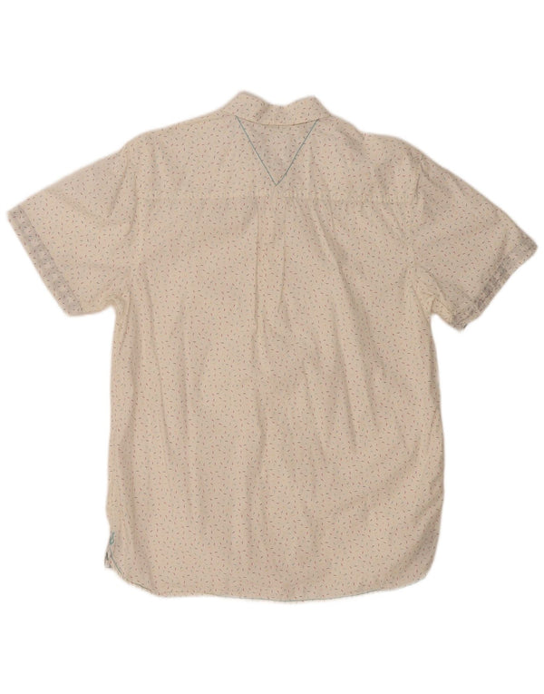 WHITE STUFF Мужская классическая рубашка с коротким рукавом, маленький белый пятнистый хлопок