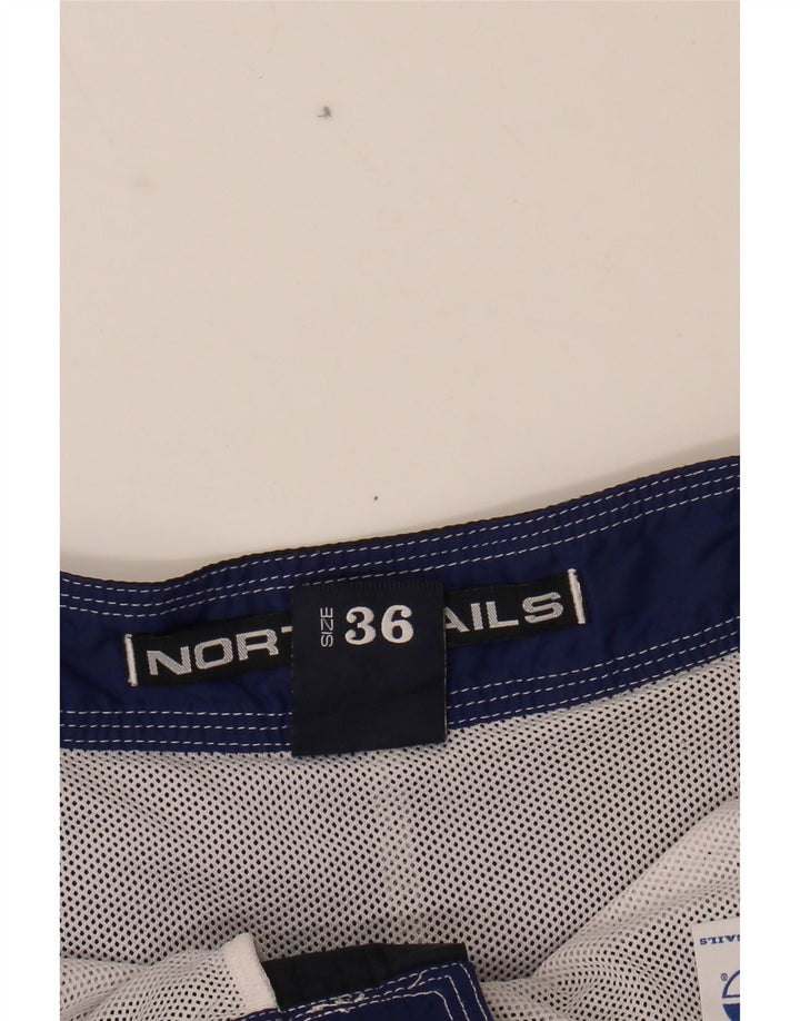 NORTH SAILS Mens Graphic Swimming Shorts Large Navy Blue Colourblock Vintage North Sails and Second-Hand North Sails from Messina Hembry 