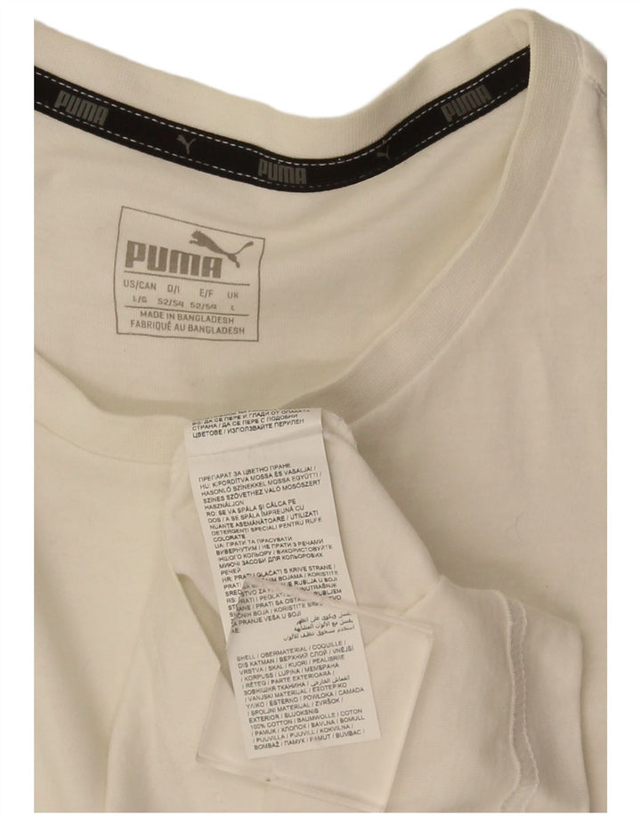 Мужская футболка с рисунком Puma, большой белый хлопок