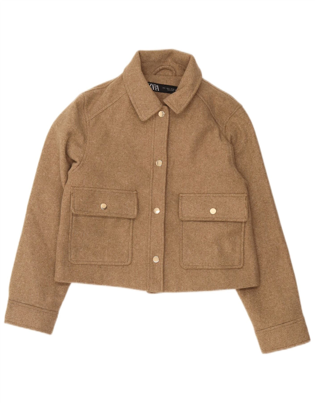 Женский бомбер Zara UK 10, маленький коричневый, полиэстер