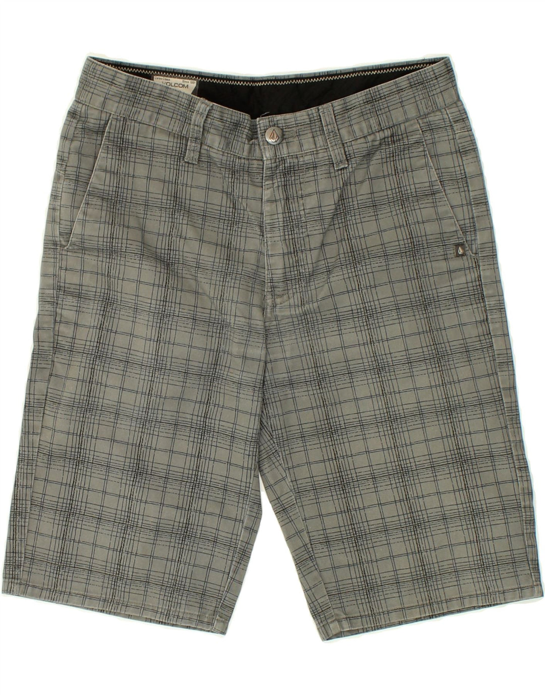 VOLCOM Womens Chino Shorts W28 Medium Grey Check Cotton | Vintage Volcom | Thrift | Second-Hand Volcom | Used Clothing | Messina Hembry 