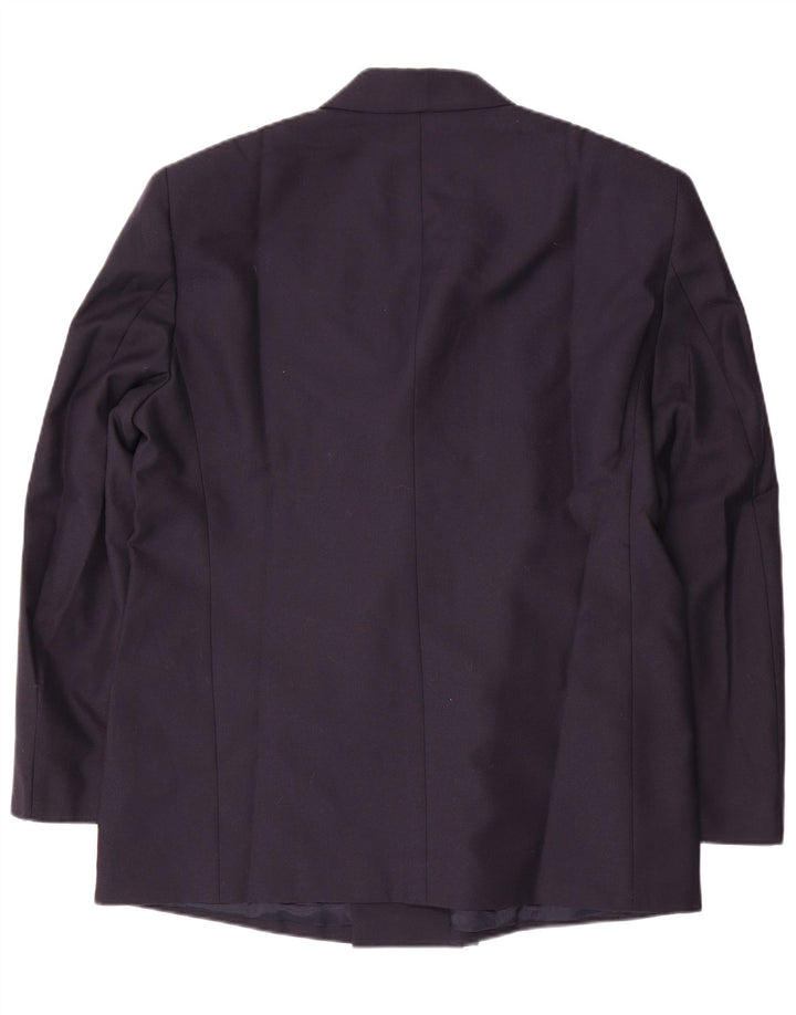 Винтажный мужской двубортный пиджак IT 58 4XL Темно-синий из натуральной шерсти