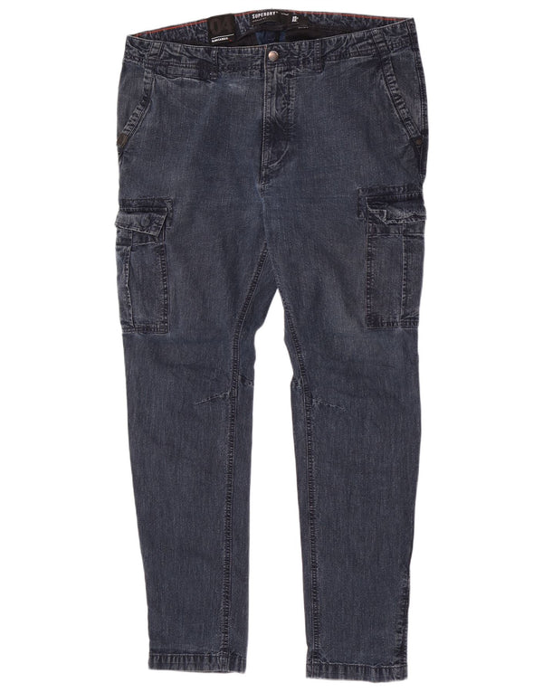 Мужские узкие джинсы-карго Superdry W36 L32, синий хлопок