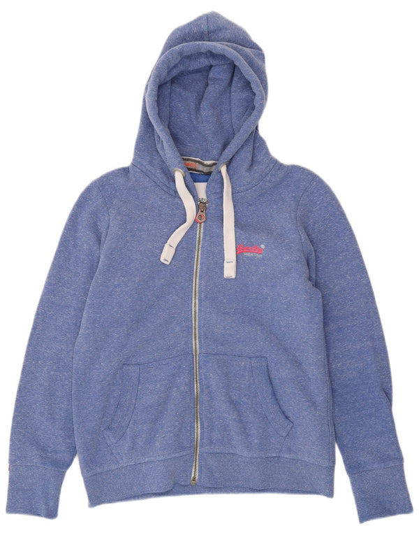 Женский свитер с капюшоном на молнии Superdry UK 18 XL, синий полиэстер с крапинками