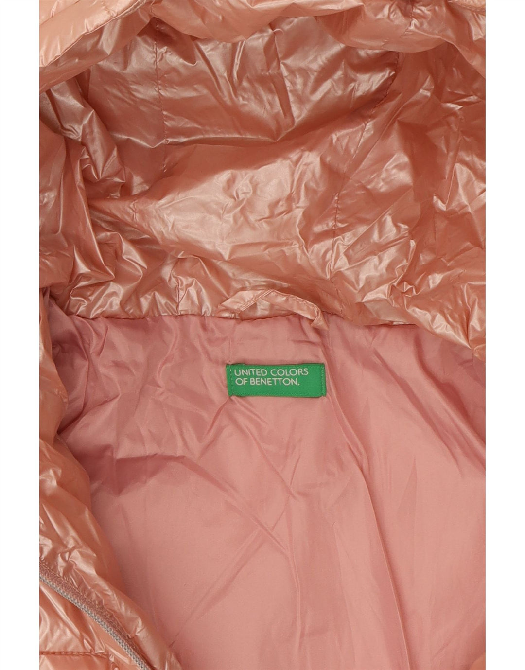 BENETTON Womens Hooded Padded Jacket UK 10 Small Pink Nylon