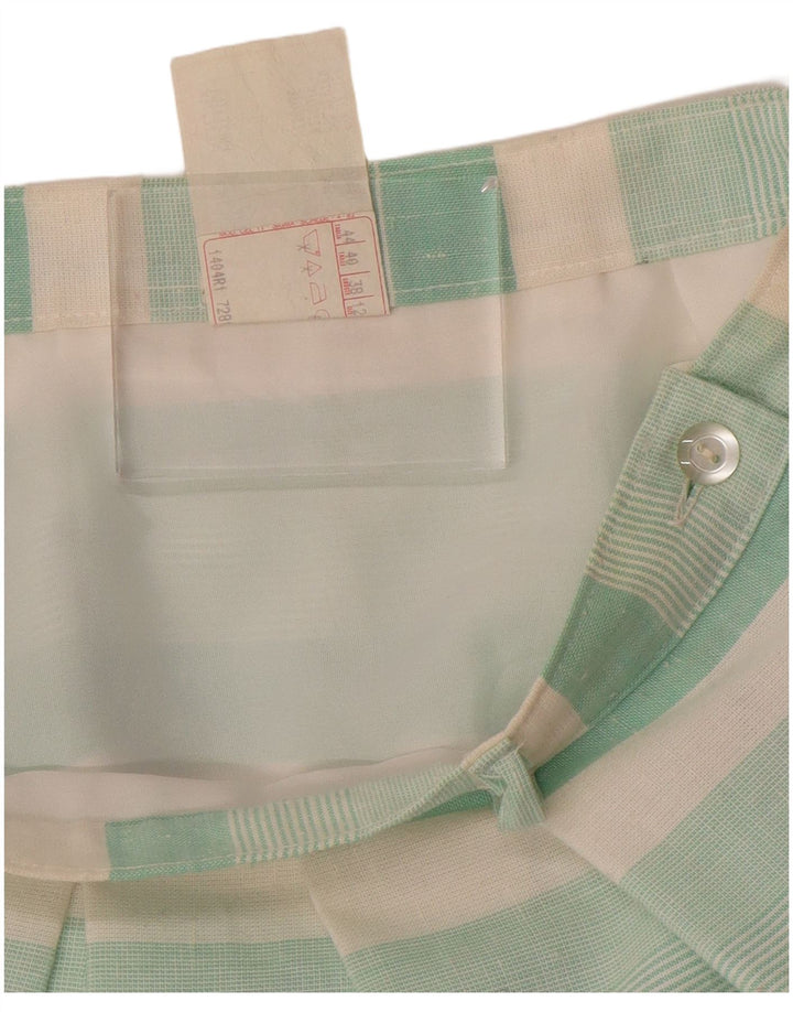 ВИНТАЖНАЯ женская плиссированная юбка UK 12, средний W28, полиэстер в зеленую полоску