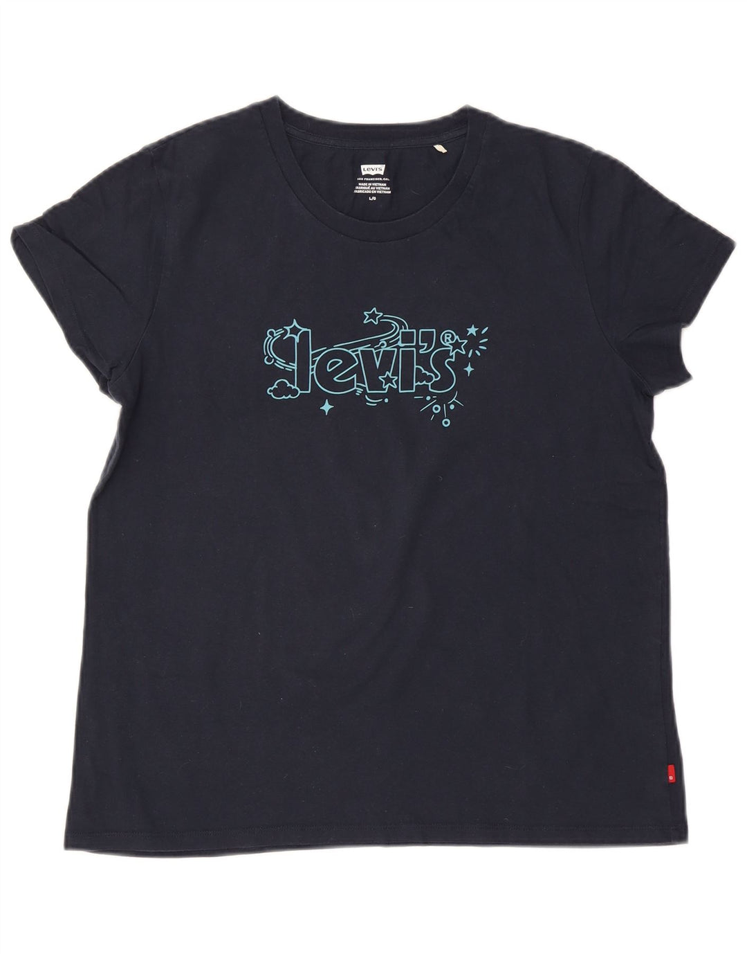 Женская футболка с рисунком Levi's Top UK 14, большая, темно-синяя