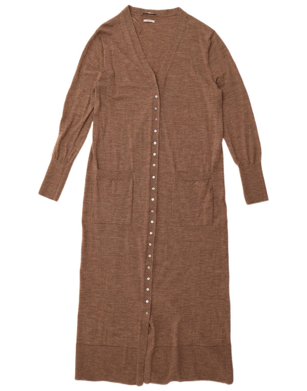 Женский удлиненный кардиган Zara UK 14, большой коричневый шерстяной свитер