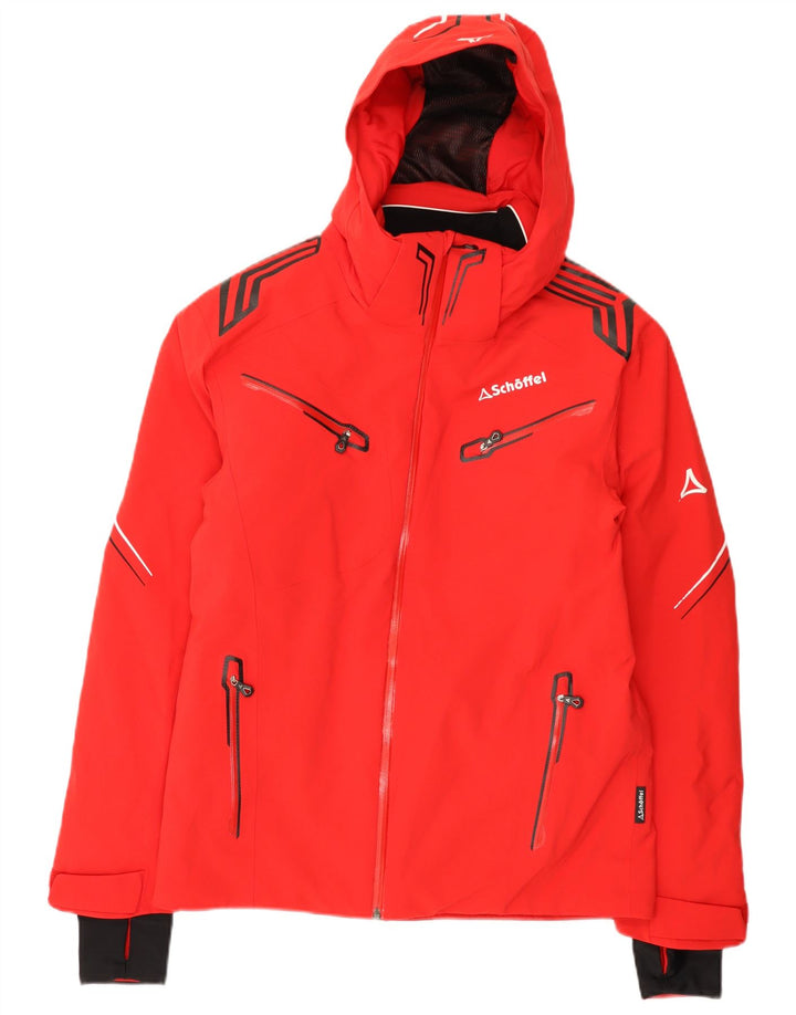 Мужская лыжная куртка с капюшоном Schoffel UK 36, маленькая красная с цветными блоками