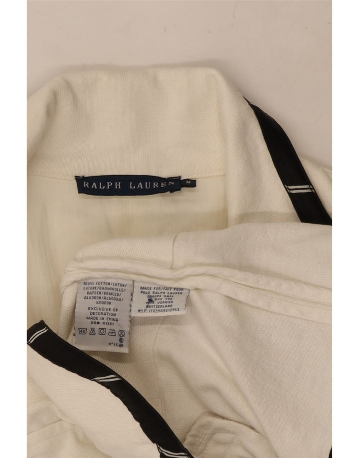 RALPH LAUREN Женский укороченный пиджак на 3 пуговицах UK 12 Средний Белый