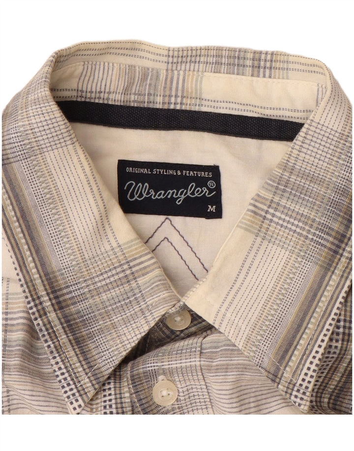 WRANGLER Mens Shirt Medium Off White Check