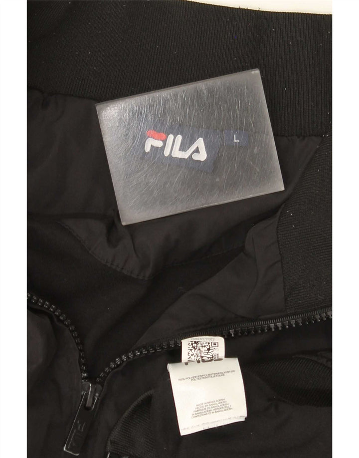 Мужская куртка-бомбер Fila UK 40, большая черная, полиэстер с цветными блоками