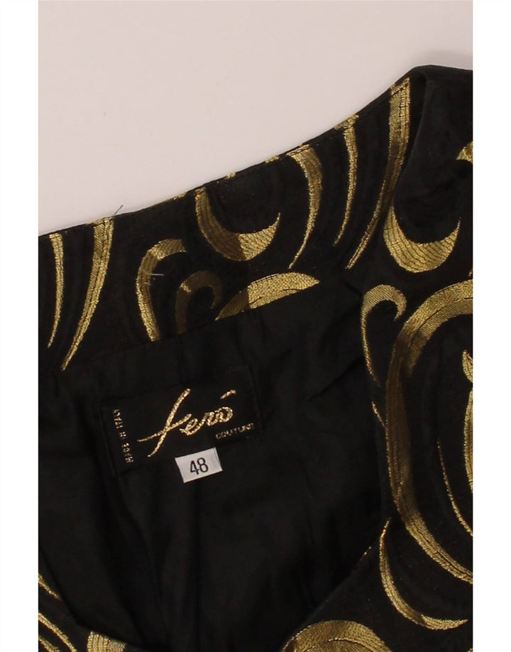 FERO COUTURE Womens 4 Button Blazer Jacket IT 48 XL Black Paisley Vintage Fero Couture and Second-Hand Fero Couture from Messina Hembry 