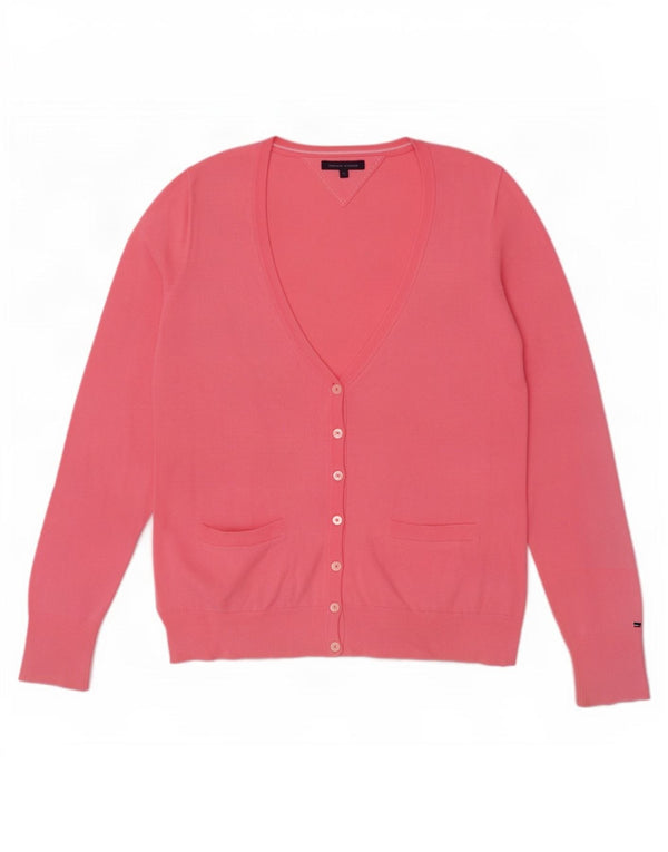 Женский кардиган Tommy Hilfiger UK 12, хлопок среднего розового цвета