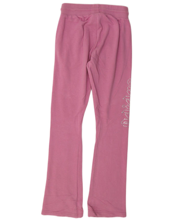 Adidas Womens Graphic Flare Tracksuit Trousers UK 8 Small Pink Cotton