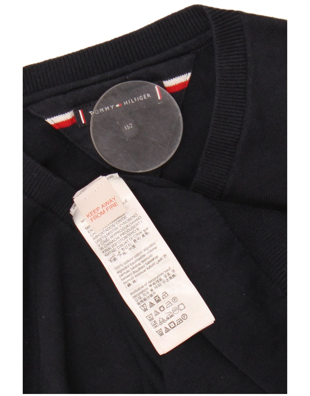 TOMMY HILFIGER Джемпер с v-образным вырезом для мальчиков, 11–12 лет, темно-синий, хлопок