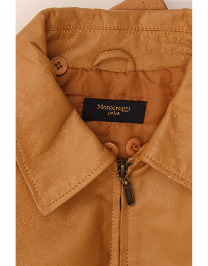 Женская кожаная куртка Montereggi UK 14, большая, бежевая кожаная