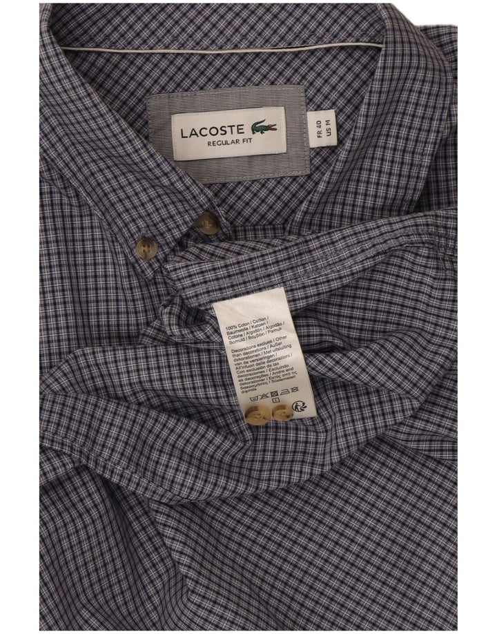 Lacoste Мужская рубашка с коротким рукавом, размер 40, средний темно-синий в клетку, хлопок