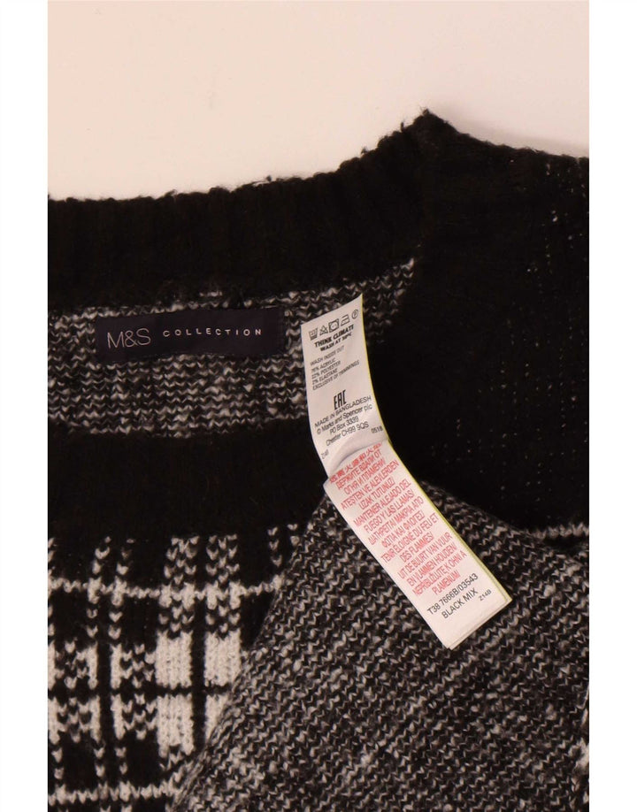 Женский джемпер с круглым вырезом Marks & Spencer UK 18 XL, черный в клетку