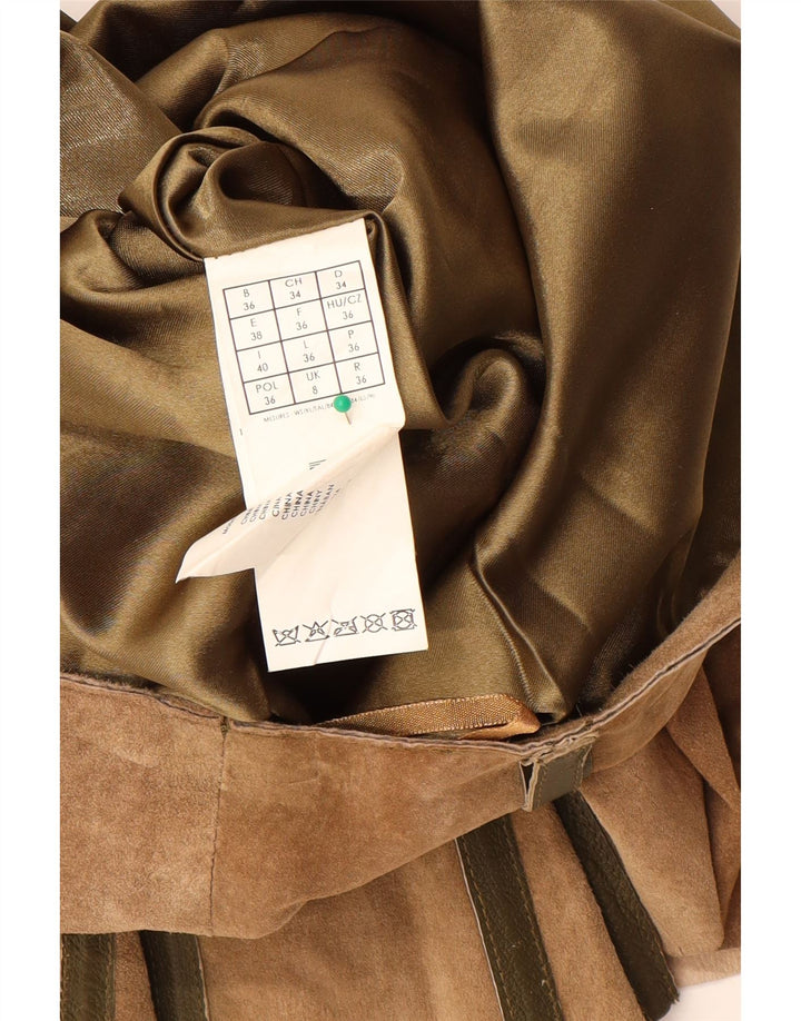 Женская замшевая юбка-трапеция Promod UK 8, маленькая W28, бежевая кожа