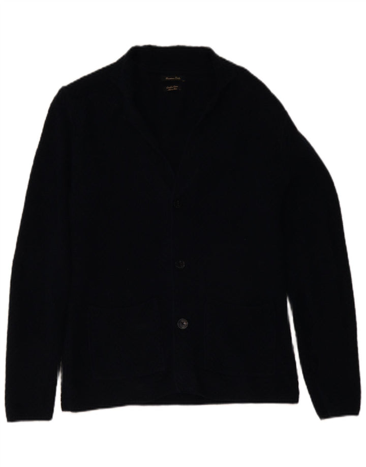 Мужской кардиган Massimo Dutti, средний темно-синий хлопковый свитер