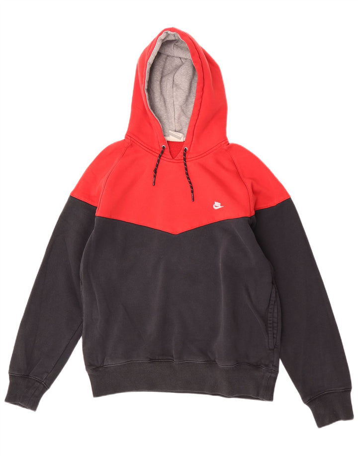 Мужской джемпер с капюшоном Nike Regular Fit, средний красный, хлопковый с цветными блоками