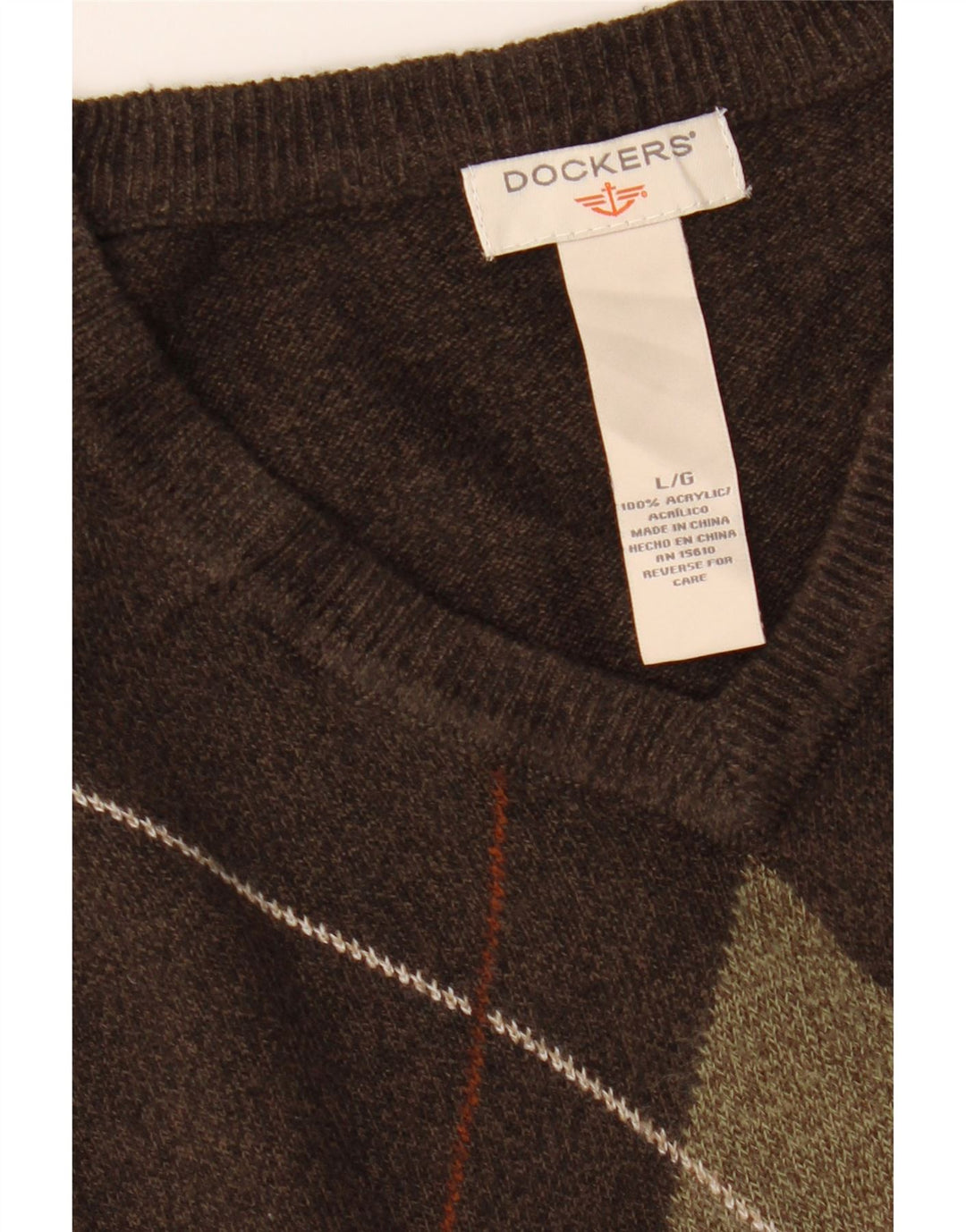 Мужская майка DOCKERS, большая коричневая акрила с ромбами и бриллиантами