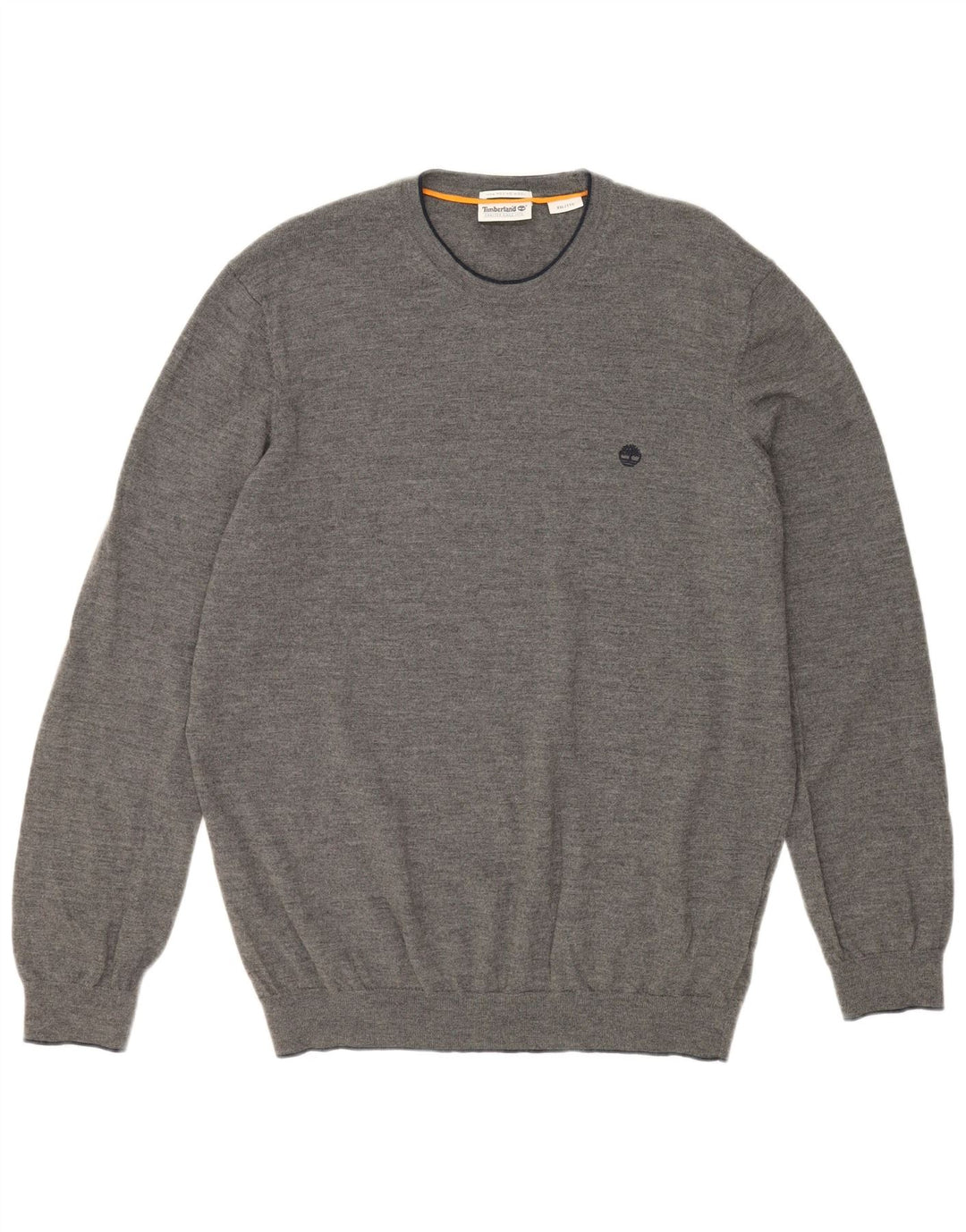 TIMBERLAND Мужской свитер с круглым вырезом 2XL Серый из мериносовой шерсти