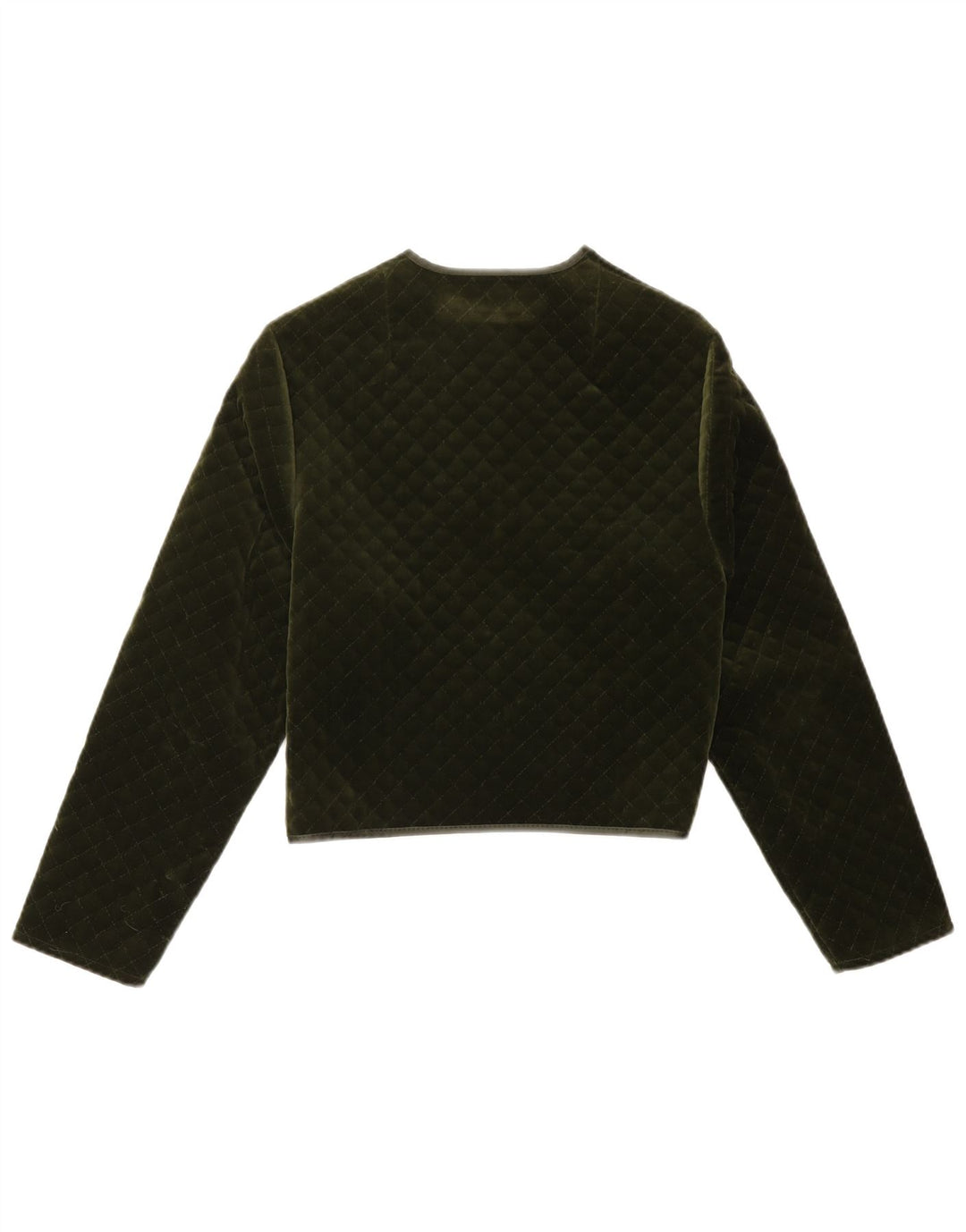 Винтажный женский открытый стеганый пиджак UK 14, средний хаки