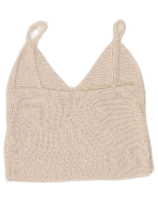 Женский вязаный укороченный топ Zara UK 4 XS Off White из вискозы