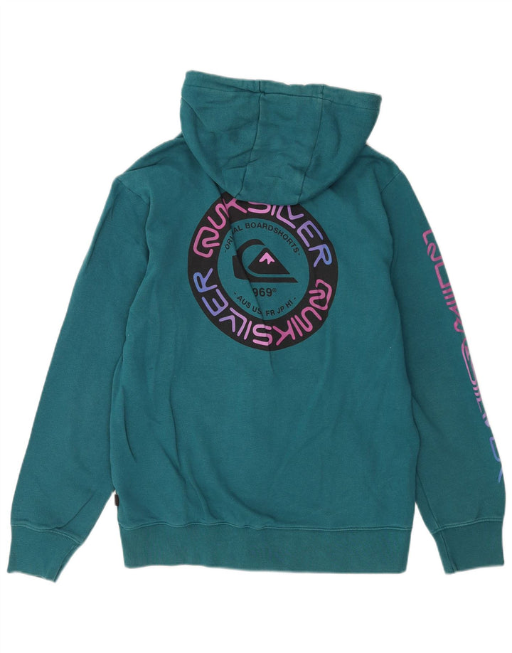 Quiksilver Мужской свитер с капюшоном и молнией с графическим рисунком, хлопковый средний синий цвет