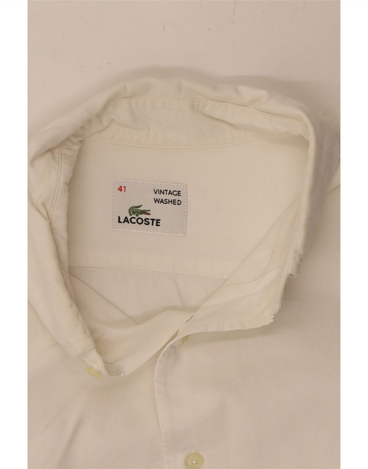 LACOSTE Mens Shirt Size 41 Medium White Cotton