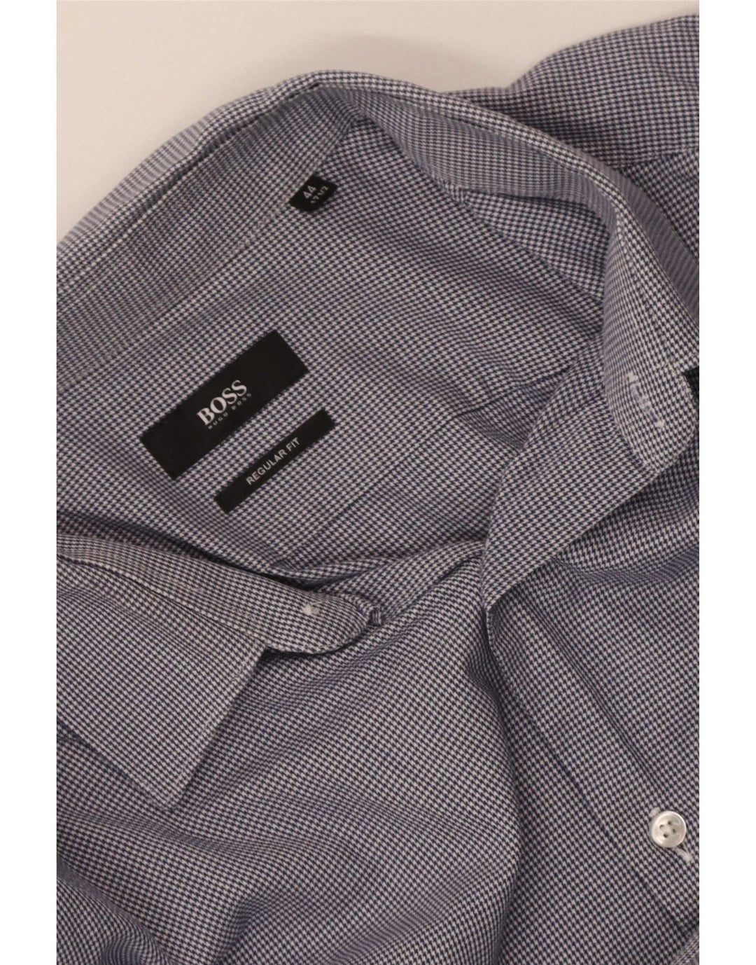 Мужская рубашка обычного кроя Hugo Boss, размер 44 17 1/2 XL, синяя с узором «гусиные лапки»