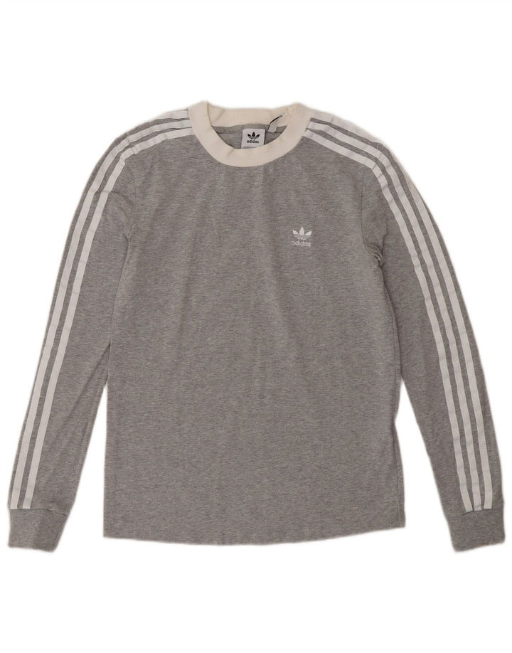 Женский топ Adidas с длинным рукавом UK 8, маленький серый хлопок