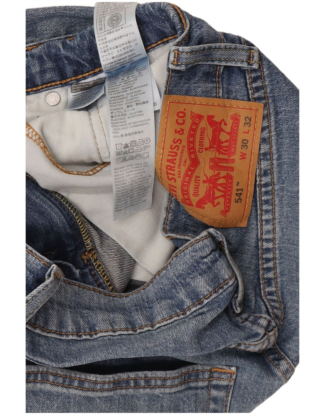 Мужские зауженные джинсы Levi's 541 W30 L32 синие, хлопок