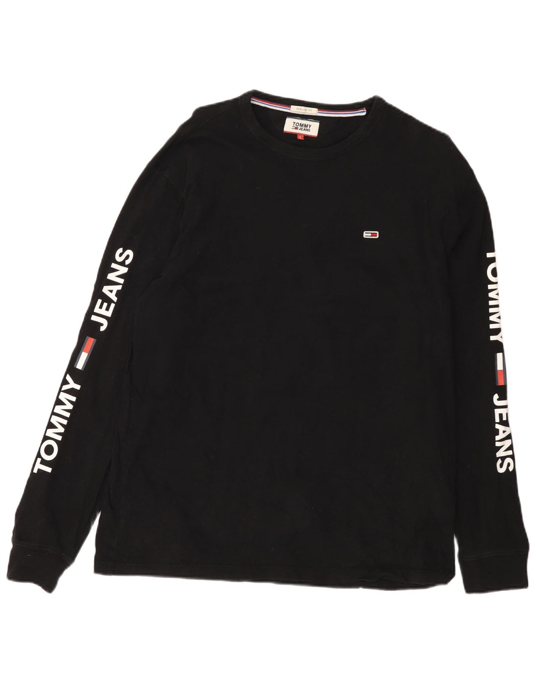 Мужской топ с длинным рукавом Tommy Hilfiger, большой черный хлопок, с рисунком