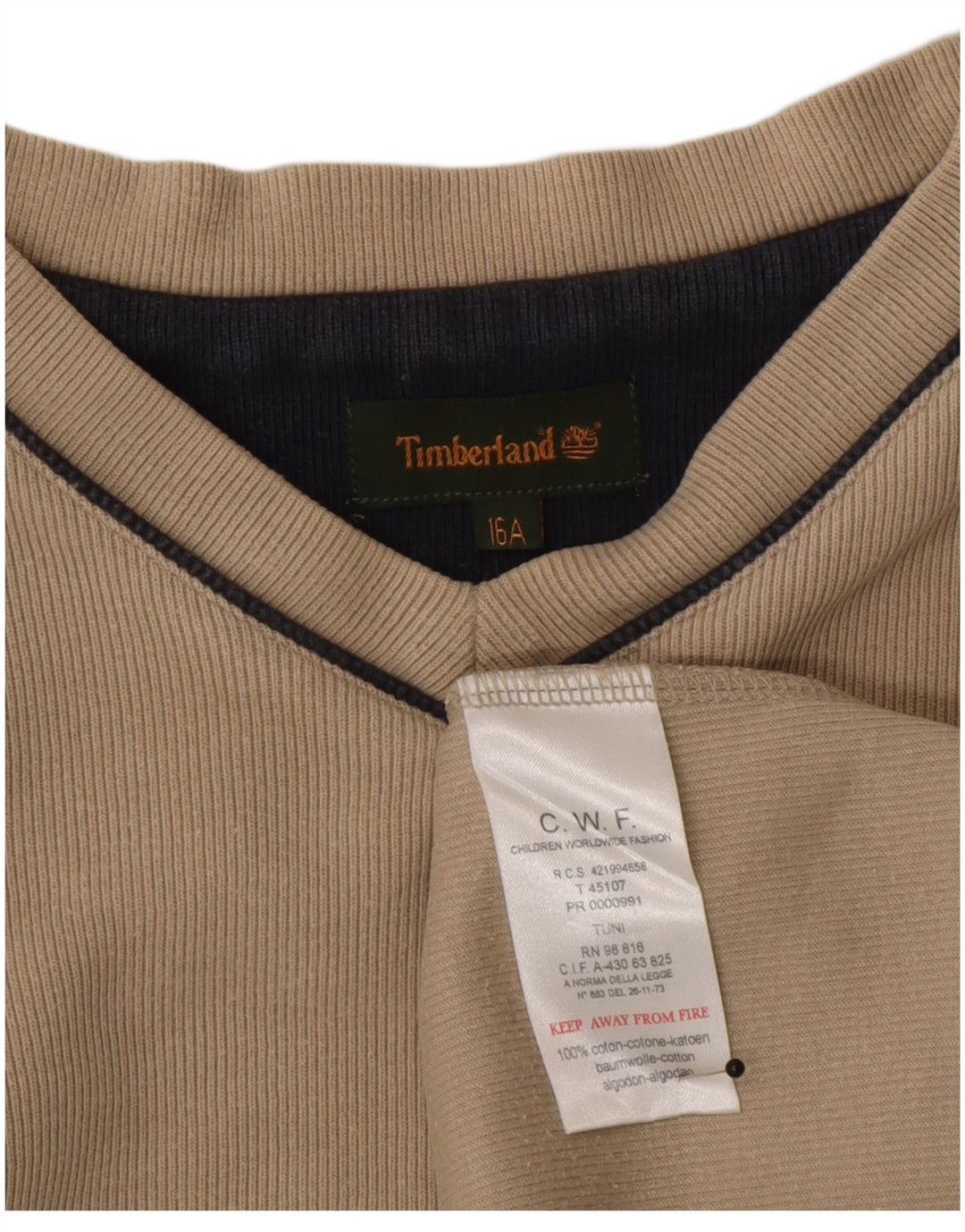 Топ Timberland для мальчиков с длинным рукавом 15-16 лет, бежевый, хлопок