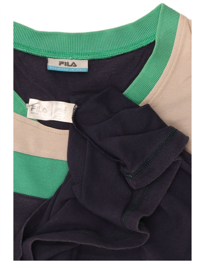 Мужской топ Fila с длинным рукавом XL, темно-синий, хлопок с цветными блоками